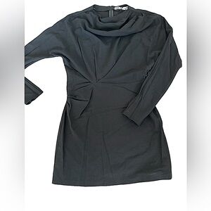 ZARA- Black draped neckline long sleeves mini dress 👗 - Size - M